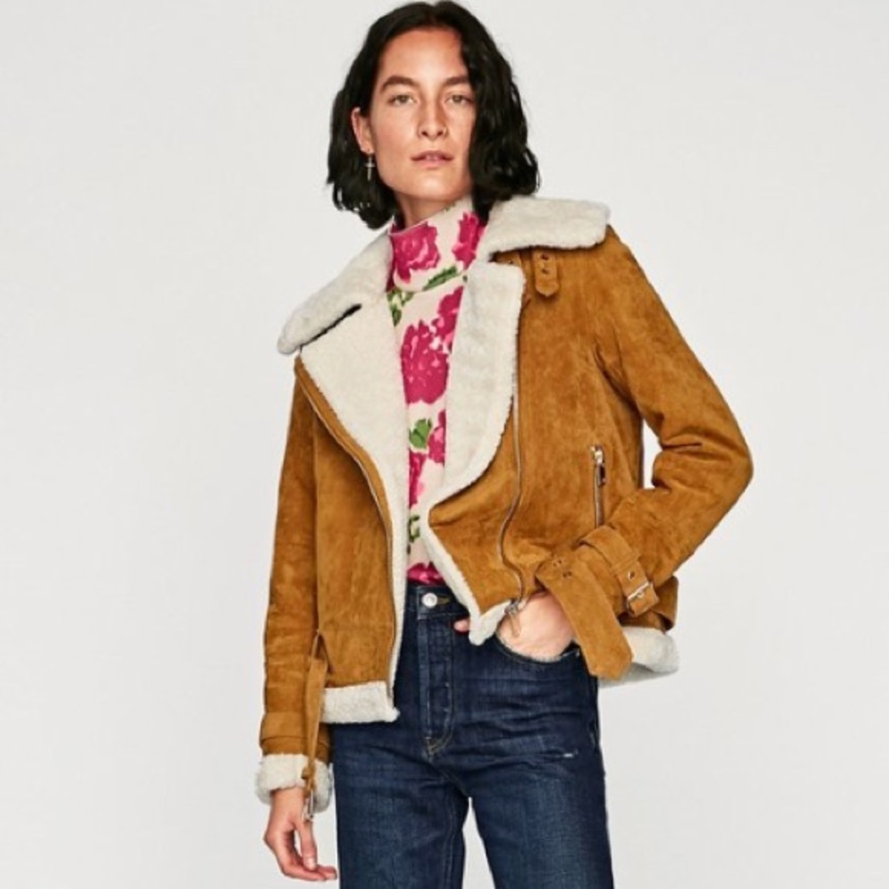 Zara Sherpa Suede Brown Jacket